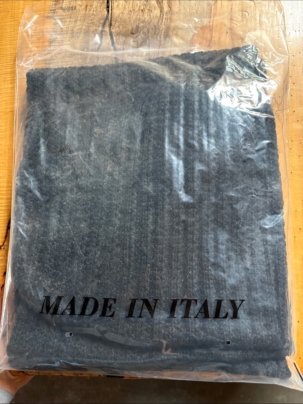 Dark Gray Ribbed Knit Scarf - Made in Italy
